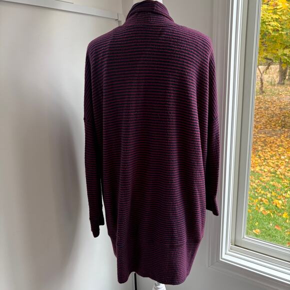 Sundry Striped Red Blue Open Front Sweater Cardigan Sz 1 = Small USA Stretch - Picture 4 of 6